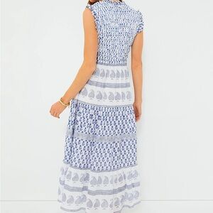 NWT Oliphant Flora Blue Sleeveless Smocked Maxi Dress size XS